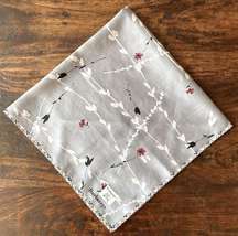 BURBERRY Grey Floral Scarf with Iconic Nova Check Border Edge. NWT