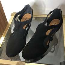 Comfort view wide width sage black kitten heel heels size 8