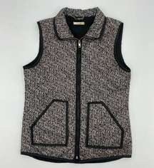 San Joy Herringbone Lightweight Zip-Up Quilted Vest Jacket Hiking Layering Small