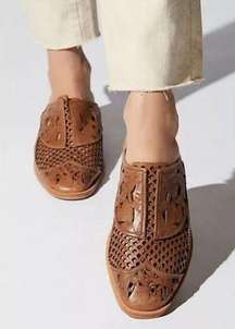 FREE PEOPLE | Paramount Leather Cutout Loafers Slide On Mules | Size 40