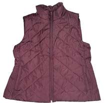 NY & Co Women's XL Burgundy Mock Neck Puffer Full-Zip Sleeveless Vest