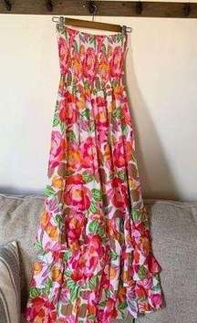 Anthropologie Abel the Label Strapless Maxi Dress Floral NWT Size Small Beach