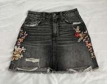 Abercrombie & fitch embroidered denim skirt