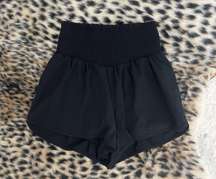 Offline Black Smocked High Rise Shorts