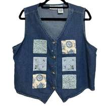 Vintage Denim 100% Cotton Patchwork Vest - Size XL