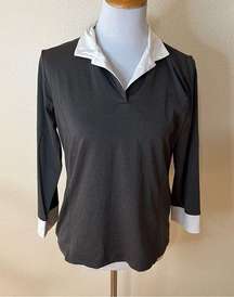 SPORT HALEY gray white collar golf polo shirt M