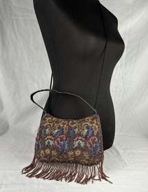 Preston & York Womens Crossbody Evening Beaded Embroidered Purse Paisley Fringe