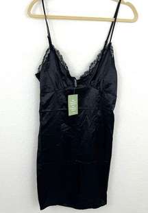 H&M Divided Women's Satin Lace Negligee Chemise Nightie Black Size M