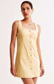 Abercrombie and fitch Mara square neck linen-blend vest mini dress yellow