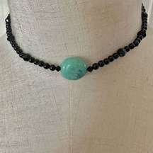 Onyx and turquoise choker necklace