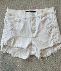 White Ripped Jean Shorts