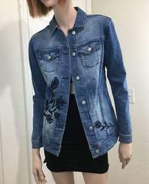 LuLaRoe Embroidered Jaxon Denim jacket XS