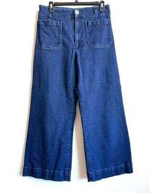 By Anthropologie Wide Straight Leg Relaxed Dark Solid Wash Jeans Size 30 Silk