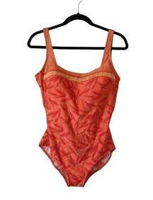 Gottex One Piece Swim Suit Size 14 Leaf Design