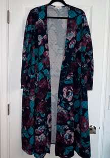 Sarah Floral Print Open Front Long Duster Cardigan Top