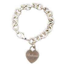 Tiffany & Co Heart Tag Charm Bracelet in Sterling Silver Engraved 