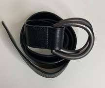 AG Adriano Goldschmied True Black Leather Philo Ring Belt Size XS