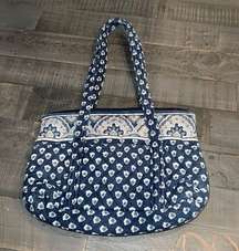 Vera Bradley Small Zipper Hobo in Nantucket Navy (Retired 2005)