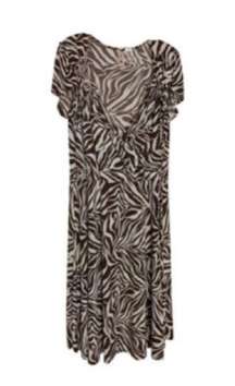 L8ter 2X brown cream zebra print maxi dress