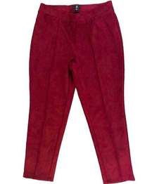 Jason Wu red velour pleated front elastic waist ankle/crop pants SP