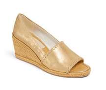 Metallic Gold Canvas Palmer Espadrille Ripe Heel Wedge Size 9.5