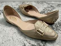 D'Orsay Flats Leather Gold Size 38.5