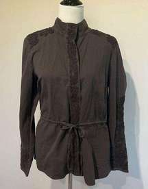 Anthropologie Love Sam Jacket NWT Embellished Pockets 100% Cotton size L