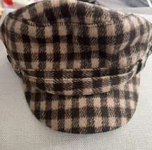 Ladies Plaid Brim Hat Light Tan and Brown