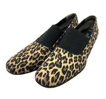 Sesto Meucci Womens 7.5 Leopard Print Loafers Comfort Shoe Cushioned Short Heel