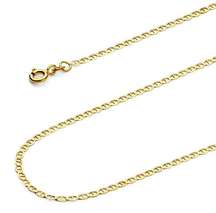 14k Real Gold 1.4mm Flat Mariner Chain necklace 