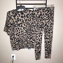 Day and night Cheetah print matching Pajama set lounge wear animal print pajama‍