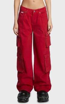 Ragged the Priest Dolls Kill Cargo Combat Red Release Jeans Size 28