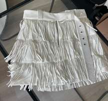 White Fringe Mini Skirt