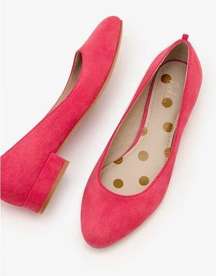 Boden Amelie Low Heel Ballerinas Shoes Suede Slip On Pointed Toe Pink 6.5