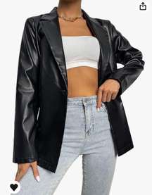 Faux Leather Blazer 