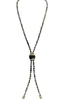 Vintage Black Hematite Onyx And CZ Lariat Necklace