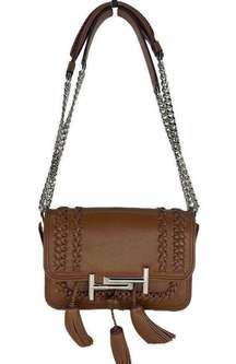 Tod's Double T Mini Tassel Whipstitched Leather Chain Crossbody Bag