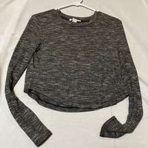 Grey Soft Knit Long Sleeve Crop Top