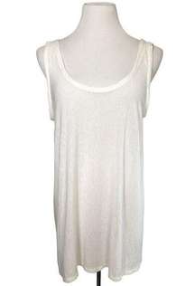The Row Soft Slouchy Relaxed Semi Sheer Low Scoop Tank Top Back Seam White M / L