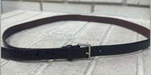 Belt Brown Womens Silver Buckle Skinny Alligator Brass Leather Large 8553