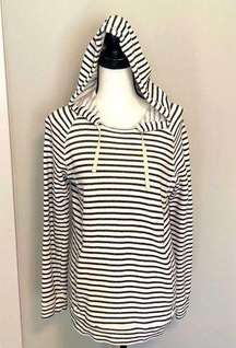 J. Crew|| White/black striped hoodie with pockets