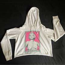 Marilyn Monroe White Large Cropped Hoodie