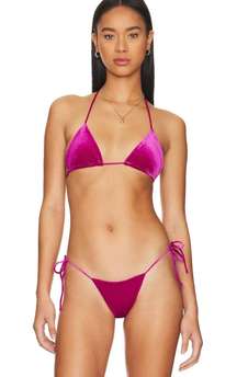 Naked Wardrobe Purple Velvet Bikini Top