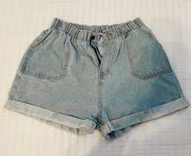 High Waisted Cinch Mom Jean Shorts