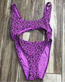 Purple animal print one piece swimsuit