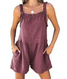 NEW Amaryllis Mauve Square Neck Shirred Strap Shorts Lili Romper Size 1X