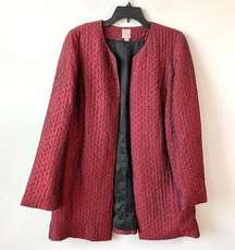 J. Jill Shiny Open Front Jacket Red M