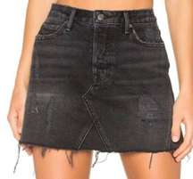 GRLFRND Eva Mini Skirt Denim Jean Hotel California Black Distressed