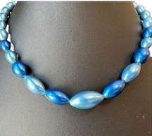 Vintage Blue Beaded Choker Necklace