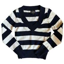 Y2K  Jeans chunky striped v neck sweater